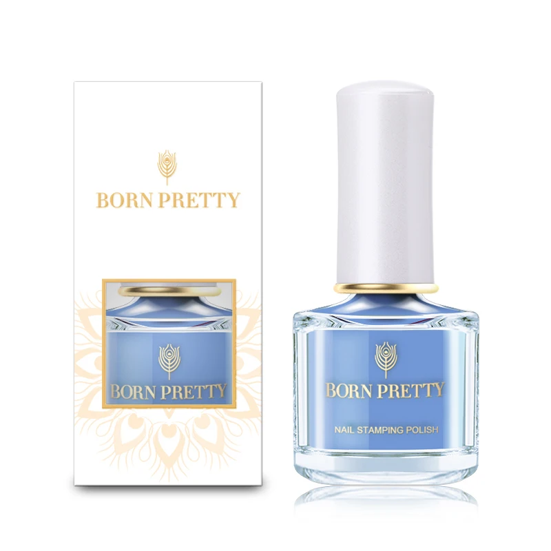 BORN PRETTY Blue Series лак для штамповки 6 мл свежий светильник для дизайна ногтей пластины для пляжной прогулки лак для штамповки жидкая лента