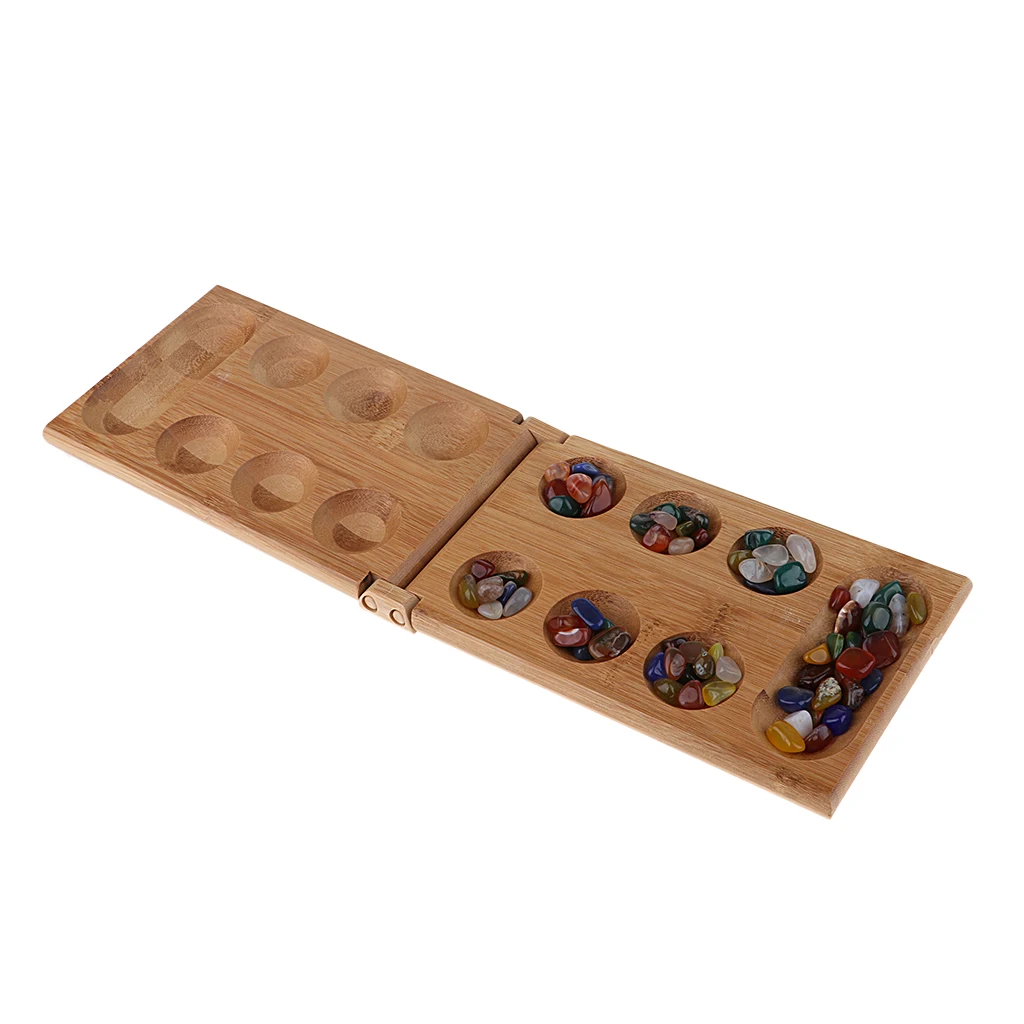 Mancala африканская каменная игра-8,6x5,1 дюймов бамбуковая доска с 48 агатовыми бусинами Классическая игра для путешествий