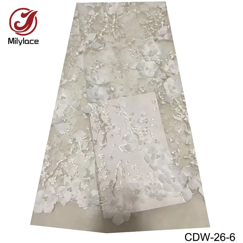 

Milylace latest nigerian lace fabric with beads hot selling african lace fabric wholesale french tulle lace fabric CDW-26