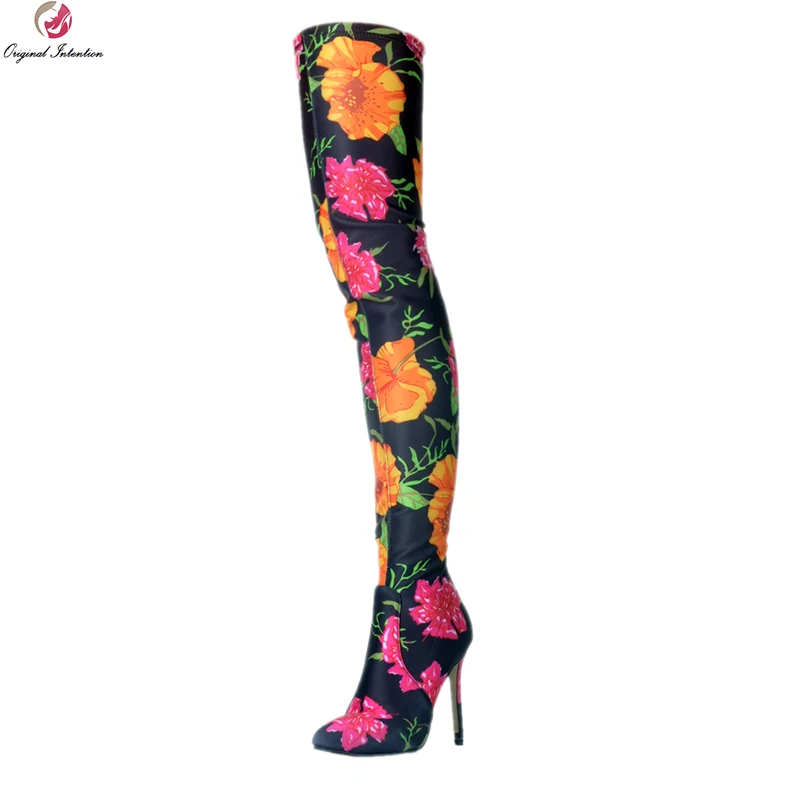 

Женские сапоги выше колена, с острым носком, на тонком каблуке, разные цвета, большие размеры 4-15