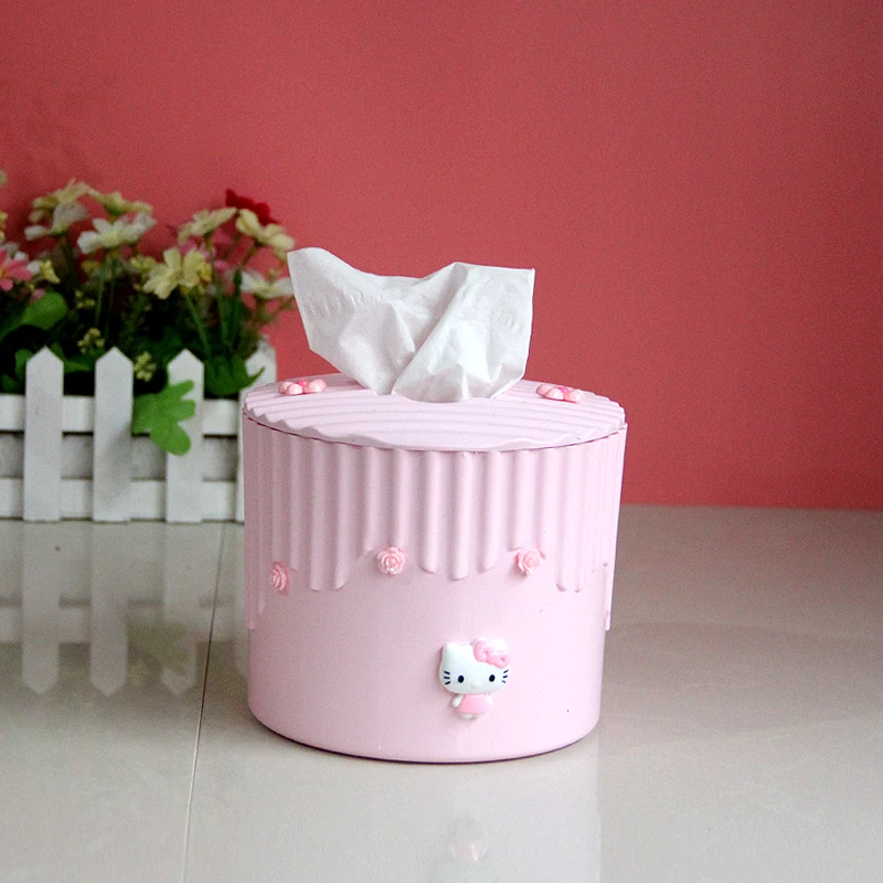 Hello kitty, мультяшная коробка для салфеток, настольная, офисная, кухонная, рулонная, держатель для бумаги, KT Cat, диспенсер для бумажных полотенец, чехол для туалетной бумаги, Органайзер