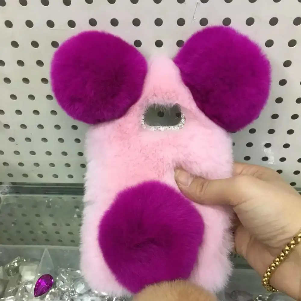 9 With ear tail Чехол с кроличьим мехом и пандой для samsung galaxy A90, 5G,, A7, A8 plus, s9 plus, A40, A50, A70, милый мультяшный теплый Пушистый Плюшевый чехол - Цвет: 9 With ear tail