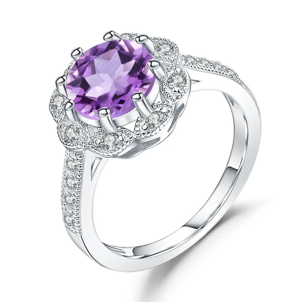 

GEM'S BALLET 2.01Ct Natural Amethyst Gemstone Ring 925 Sterling Silver Classic Rings For Women February Birthstone Fine Jewelry