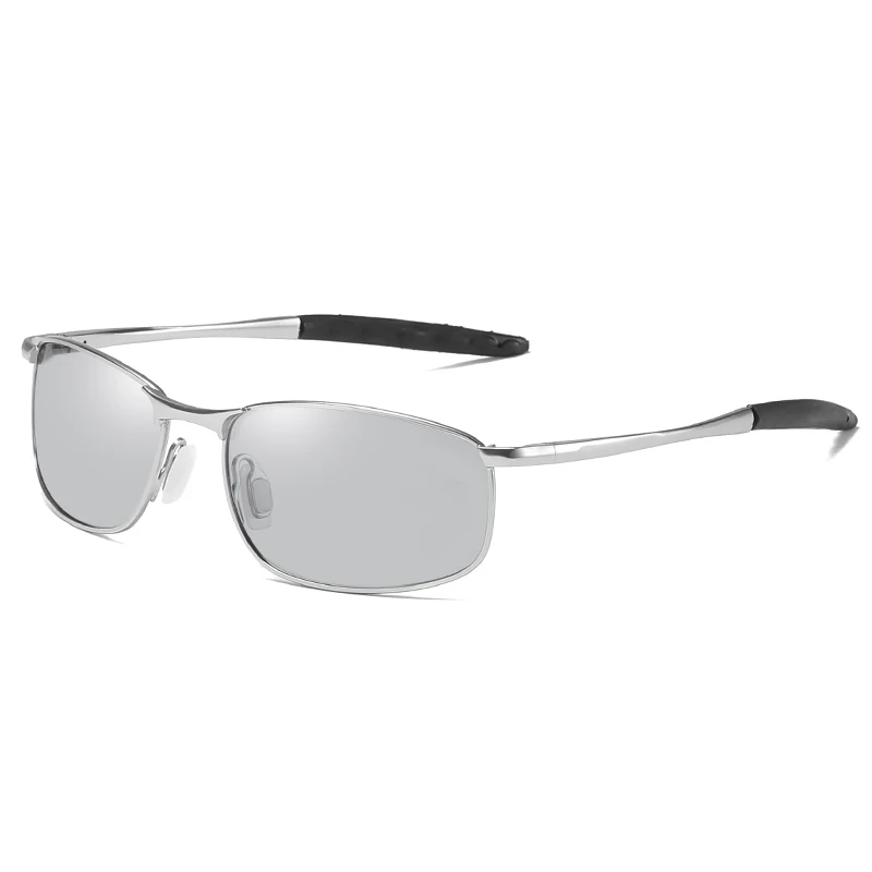 Silver Frame Мужские рыболовные поляризованные фотохромные солнцезащитные очки Спорт на открытом воздухе Вождение Черный Серый Серебристо-Золотой Переход Хамелеон Объектив - Цвет линз: Silver Frame