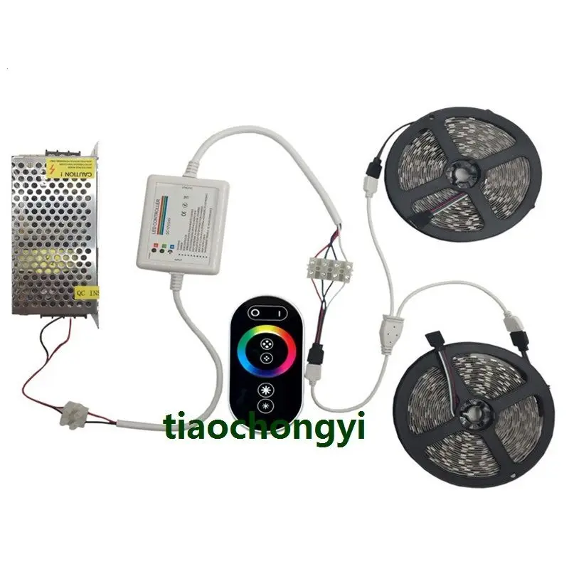 10-20 м 5050 RGB светодиодные полосы света DC12V + RF сенсорный контроллер блок питания