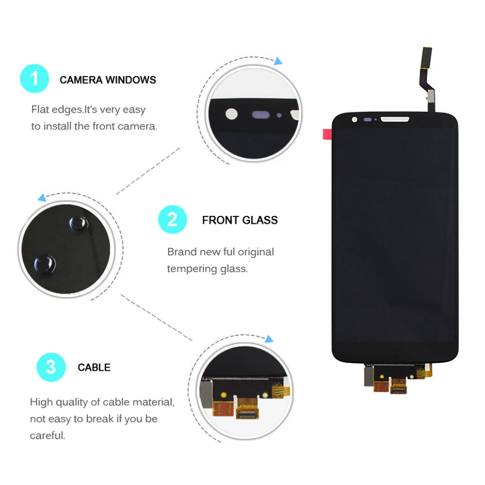 ЖК дисплей класса AAA для LG G2 D802 D805 сменный сенсорный экран с дигитайзером в сборе