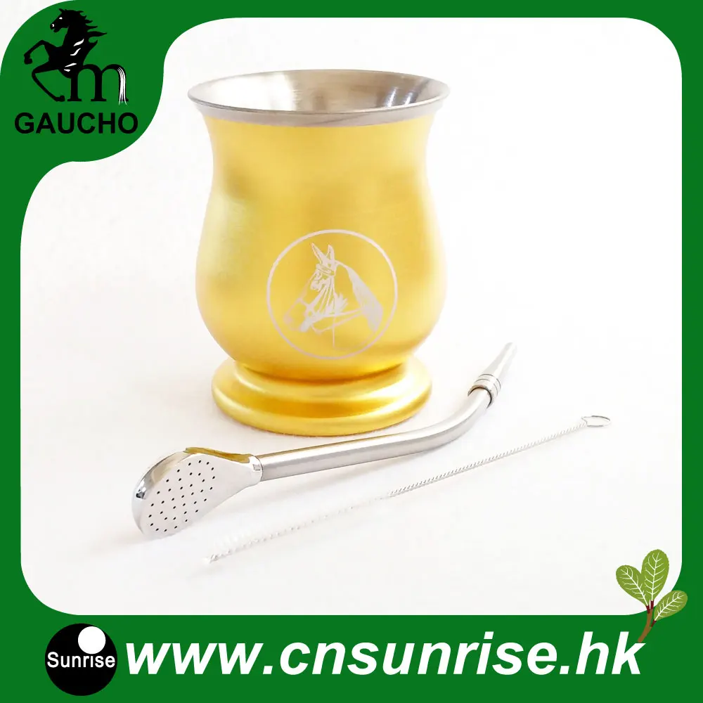 MB031-190 1 компл./лот Yerba наборы для мате нежный Парагвай Yerba Коврики нержавеющая тыквы в форме тыквы и соломы Bombilla и щеточка для чистки Лидер продаж - Цвет: MB031-190