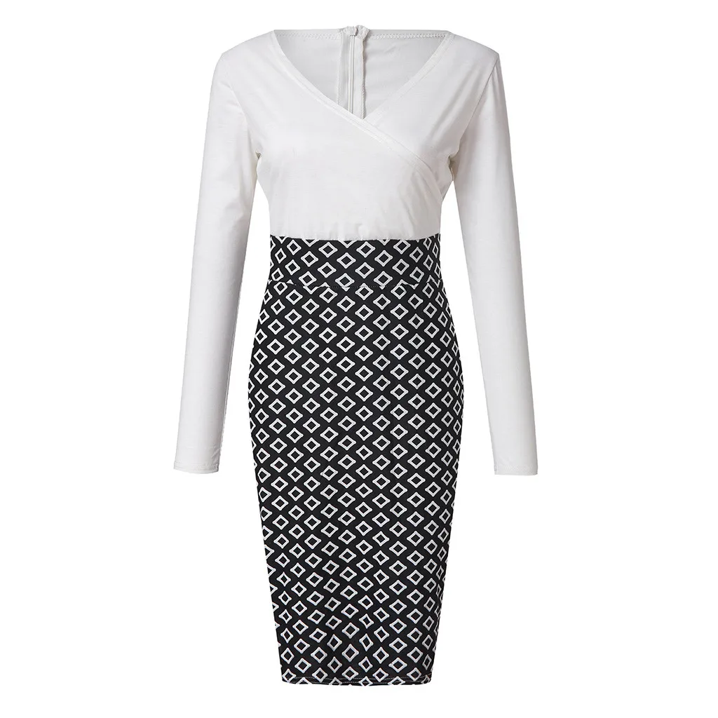 SAGACE женское платье 2019 длинный рукав сексуальное Vneck облегающее средней длины для