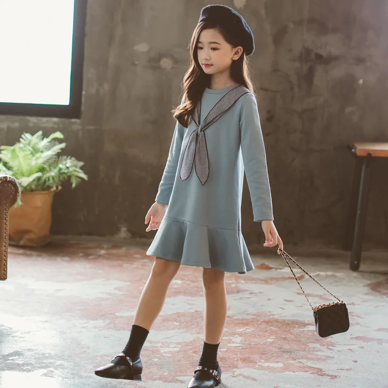 2019 New Autumn Baby Princess Dress Girls Cotton Kids Dresses for Toddler Bow Clothes #3610 | Детская одежда и обувь