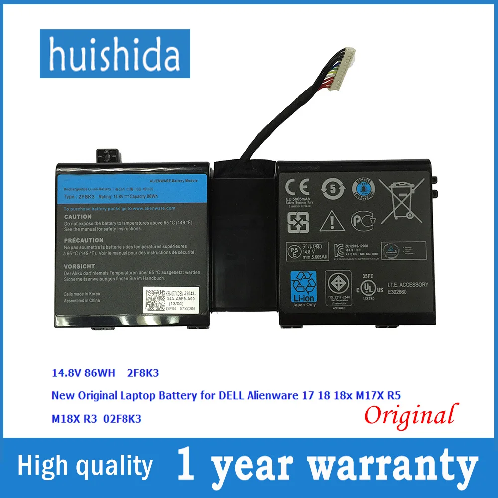 Новый оригинальный аккумулятор для ноутбука Dell 2F8K3 86WH 2f8k3 0kj2px g33tt Alienware 17 18 18x M17X R5