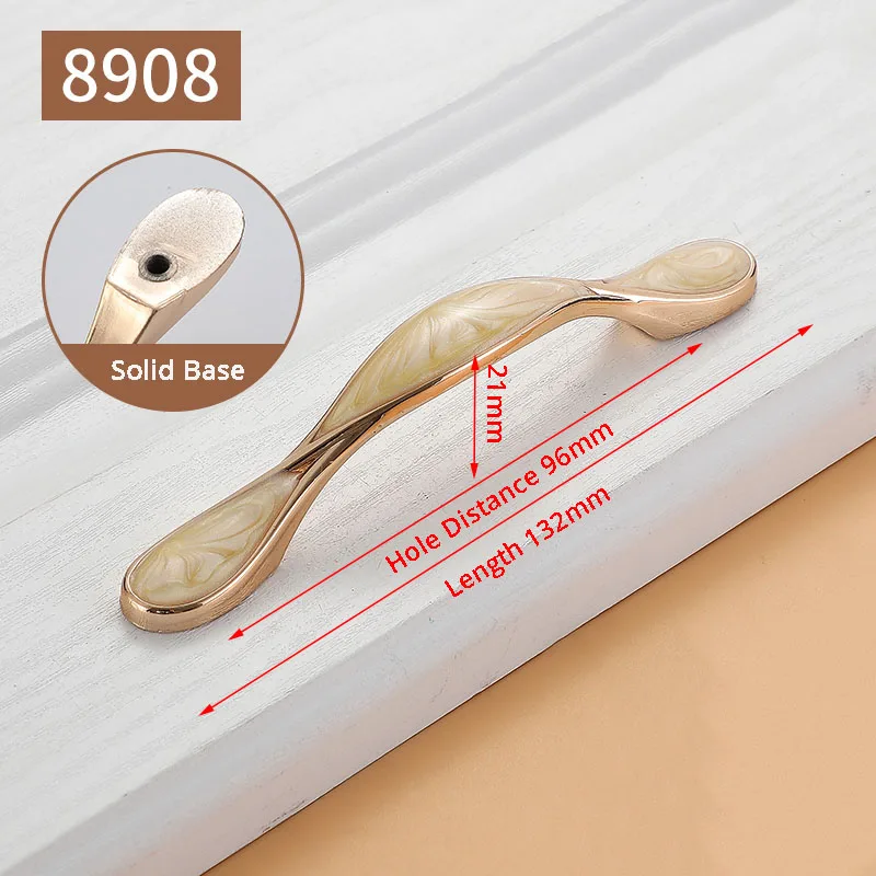8908 -96mm KAK желтые янтарные ручки для шкафа из твердого цинкового сплава ручки для кухонного шкафа дверные ручки для шкафа мебельные ручки - Цвет: 8908 -96mm