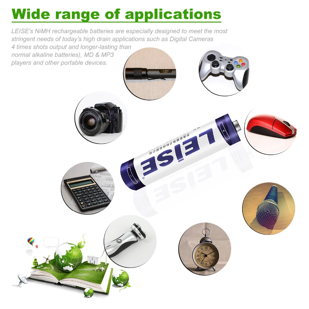 Leise AA AAA смешанный набор 1,2 V nimh перезаряжаемая батарея 4 шт. AA 2700mah 4 шт. AAA 1150mah с батарейным отсеком Чехол-держатель для игрушек