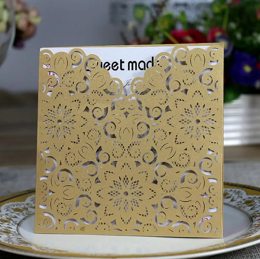 100 шт. кружевные открытки приглашения для свадебной вечеринки|cards for wedding|flower cardscard