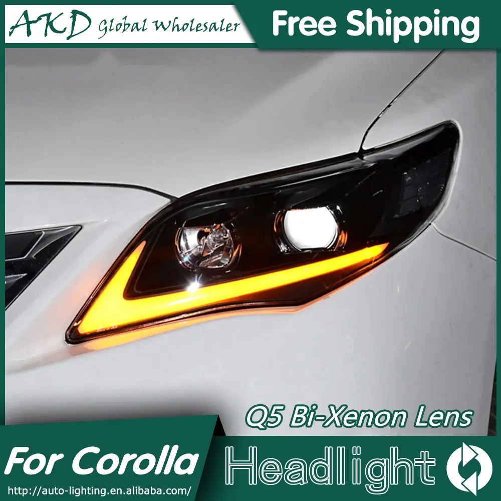 AKD автомобильный Стайлинг для Toyota Corolla фары 2011-2013 Altis светодиодный фары DRL Биксеноновые линзы Высокий Низкий луч парковка противотуманная фара