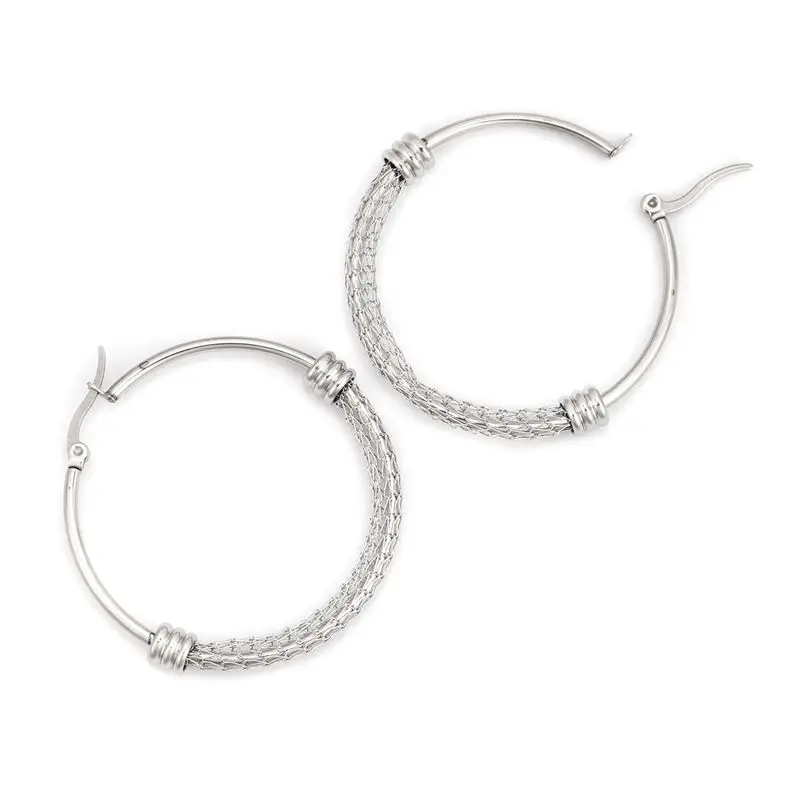 Fashion 304 Stainless Steel Hoop Earrings Gold Color Round Women Modern Jewelry Post/ Wire Size: (17 gauge) 1 Pair | Украшения и