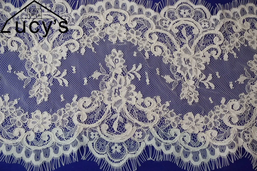 1 шт/3 метра двойная окантовка французского кружева 22 см ширина Off white cording ресниц кружево отделка шитье для свадебного платья Свадебные платья