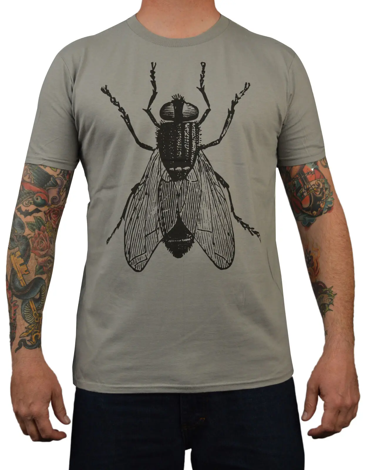 

Men's Annex Fly T-Shirt Giant Big Real Insect Print Alternative Graphic T-Shirt Men Short Sleeves T Shirt top tee