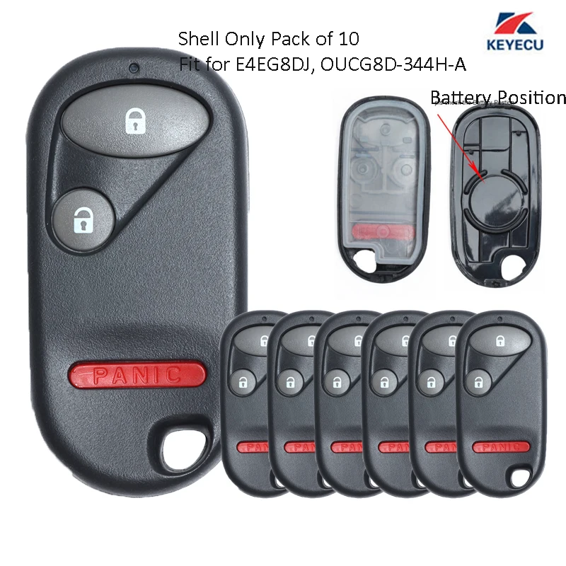 KEYECU 10X сменный дистанционный чехол для ключей Fob 3 кнопки Honda Civic Element E4EG8DJ OUCG8D 344H