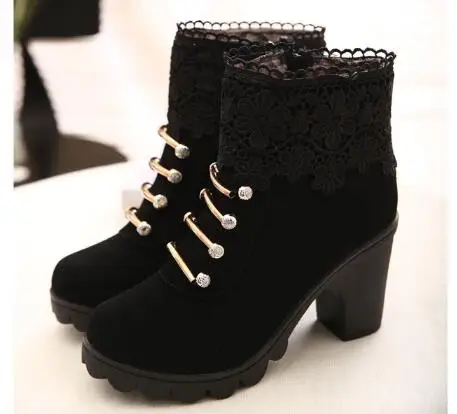 Новые женские ботинки модные ботильоны из PU искусственной кожи с круглым носком