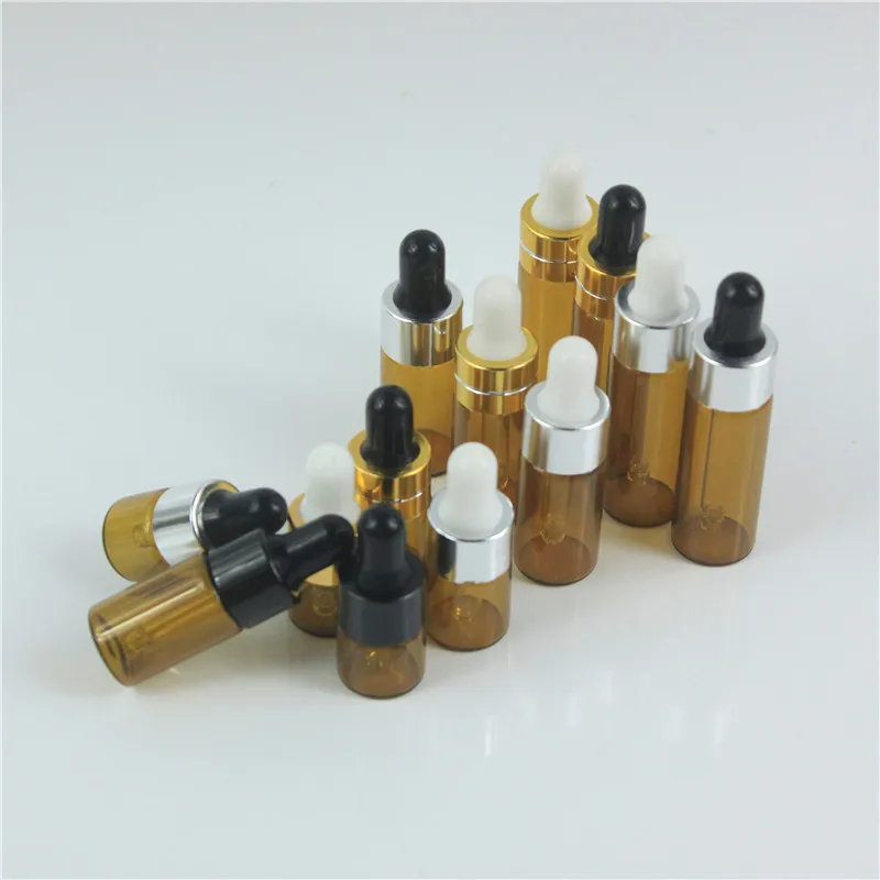 DHL Free 1000pcs/lot 1ML 2ML 3ML 5ML Portable Amber &amp Transparent Glass Bottle with Pipette Small Essential Oil Empty Gl | Красота и