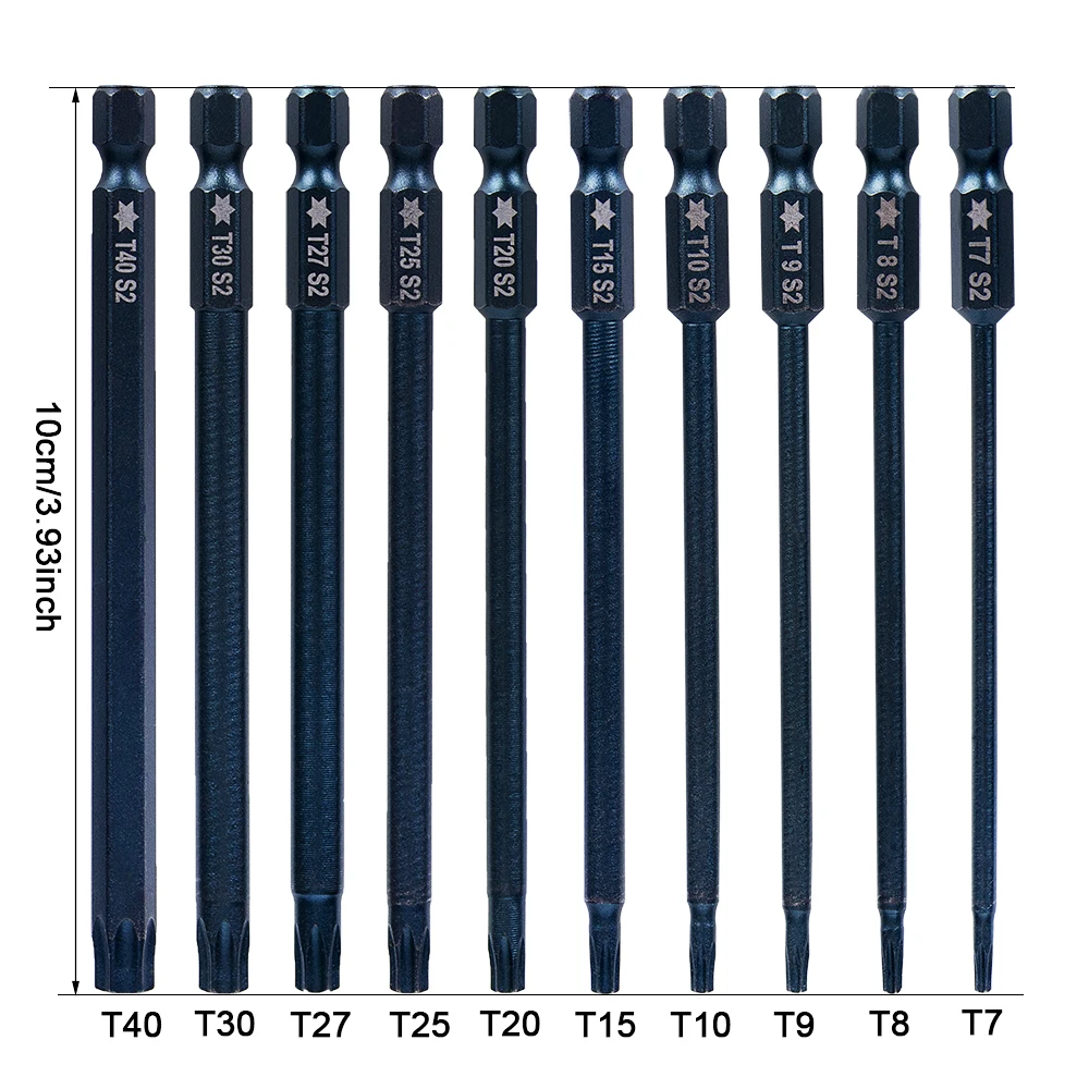 10 шт., T7-T40, Магнитная отвертка Torx, биты, 1/4 дюймов, шестигранная электрическая безопасная отвертка, набор сверл с отверстием, ручной инструмент