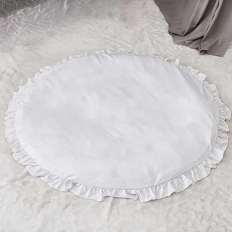 white Детские игровые коврики, розовый белый Хлопковый Детский ковер, детское постельное белье, кружевное розовое одеяло, хлопковый игровой коврик, ковер для Детский ковер 100 см - Цвет: white