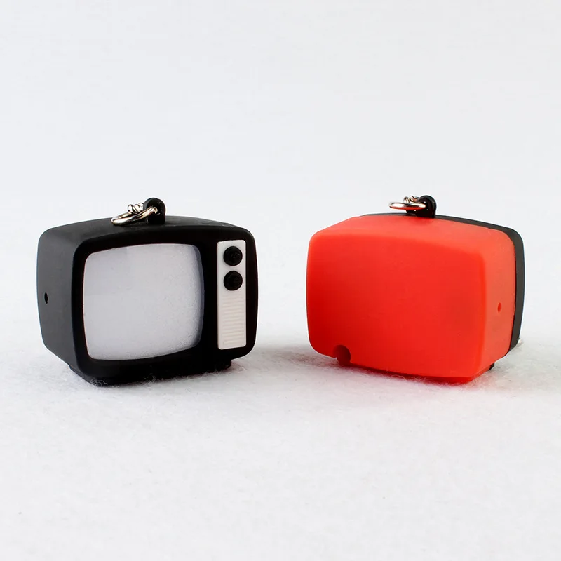 Креативные странные вещи Милый старый Телевизор LED звучащий брелок маленькая