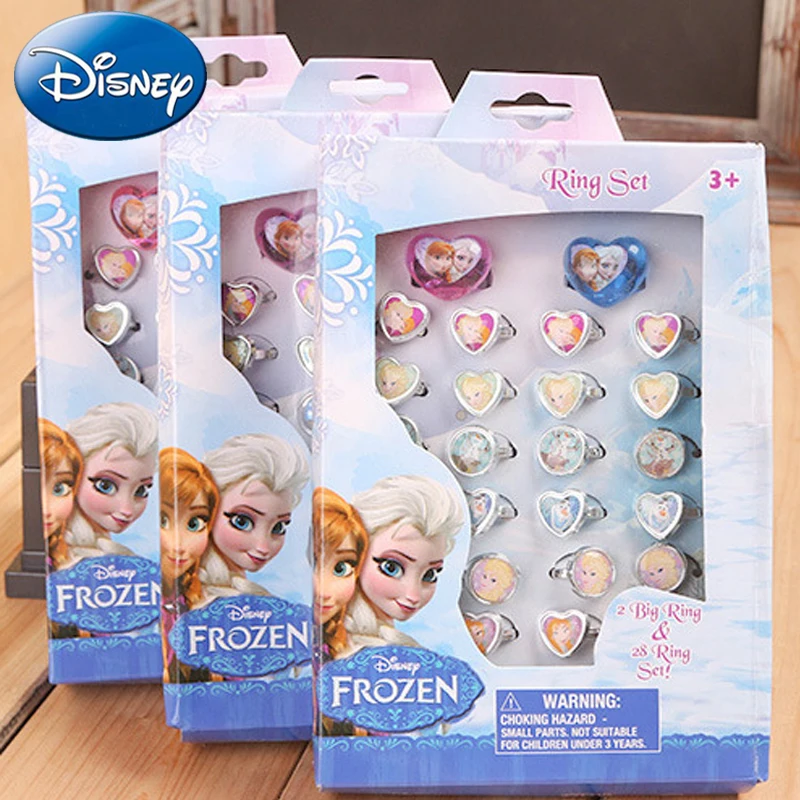 Disney вид игрушки 30 шт./компл. из мультфильма Холодное сердце для девочек с изображением принцессы Эльзы и принцессы Анны, с принтом в виде героев мультиков и сердца, кольцо для детей, ювелирные изделия, косметический подарок на день рождения