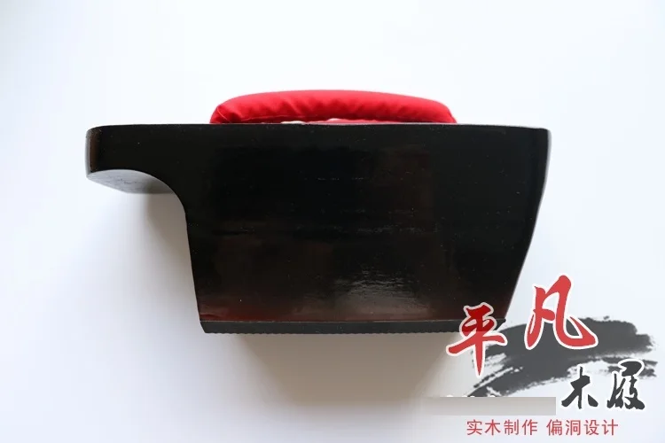 Women Lady Wooden Clogs 11CM Geta Slippers Thick Black Solid Wood Red Stripes Original Japanese Role-play Cosplay | Тематическая