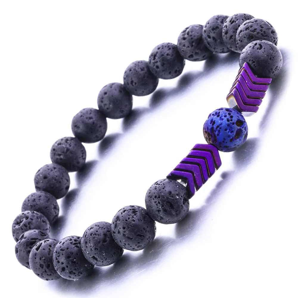 8 мм чакры черный лавовый камень бусины стрелы браслеты сделай сам браслет с