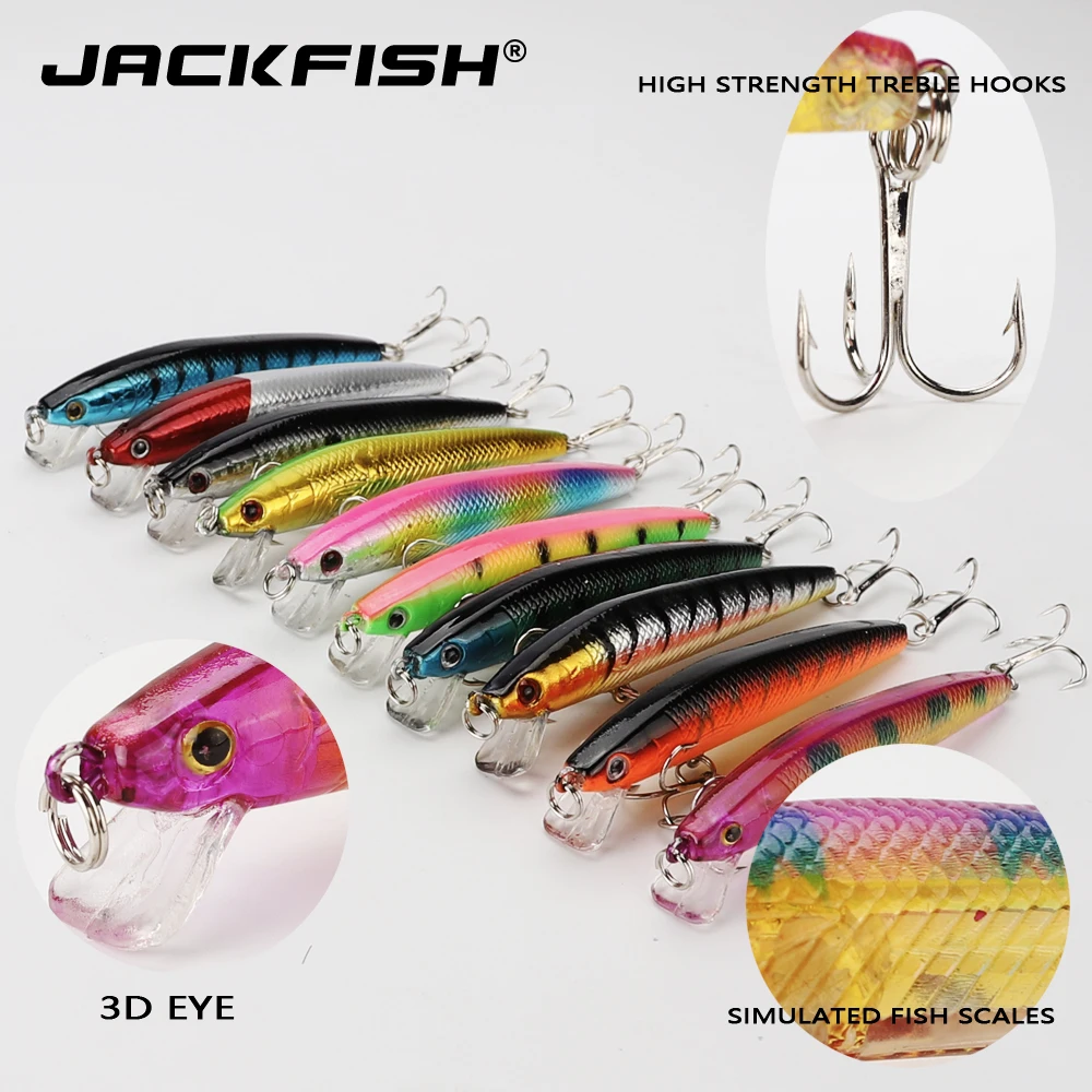 JACKFISH now красочные приманки для рыбалки 10 шт./партия см/9 г 3D глаза рыболовная