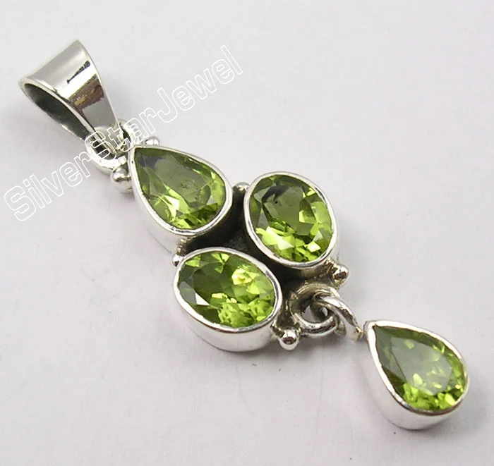 Peridot Muiltiply Choices Chanti Международный чистый серебряный красный гранат 4 драгоценный камень подвеска в винтажном стиле 4 см ручной работы вариации - Окраска металла: Peridot
