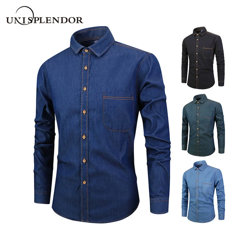 Рубашка мужская повседневная в ковбойском стиле из 100% хлопка YN10462|Повседневные