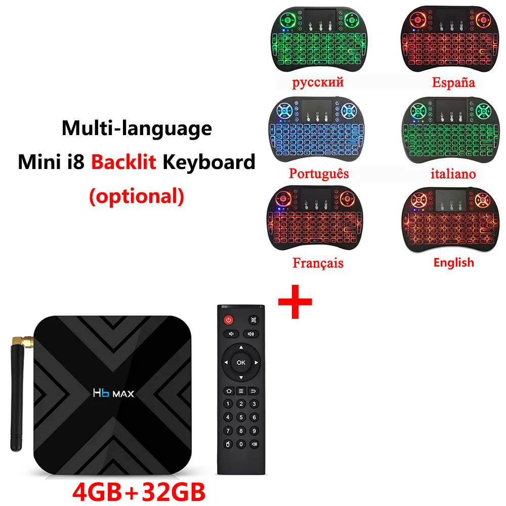 add i8 backlit H6 MAX Smart tv Box Android 9,0 4 Гб ОЗУ 32 Гб ПЗУ Allwinner H6 медиаплеер 2,4G 5G Wifi Bluetooth 4,1 4K HD телеприставка vs H96 - Цвет: add i8 backlit