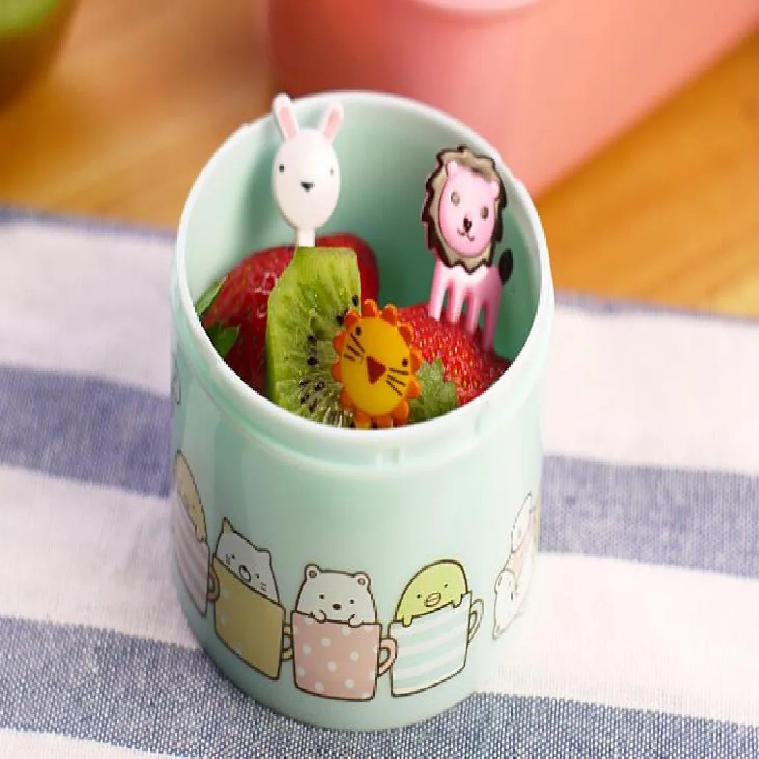 Новое поступление мини вилка для еды с изображением животных фруктов обедов