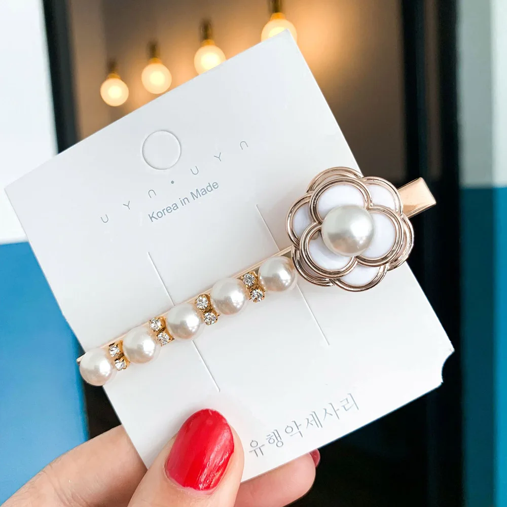 

Fashion Women Pearl Hair Clip Barrettes Girls Rose Flower Pearl Flowers Hairpins Hair Accessories for Elegant Women Girls