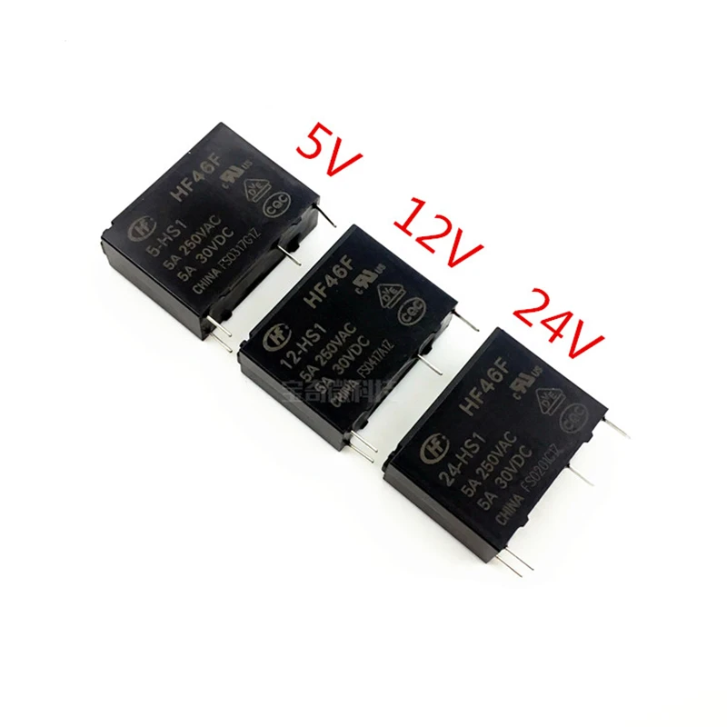 5 шт./лот реле HF46F-5-HS1 HF46F-12-HS1 HF46F-24-HS1 5A 250VAC 4PIN