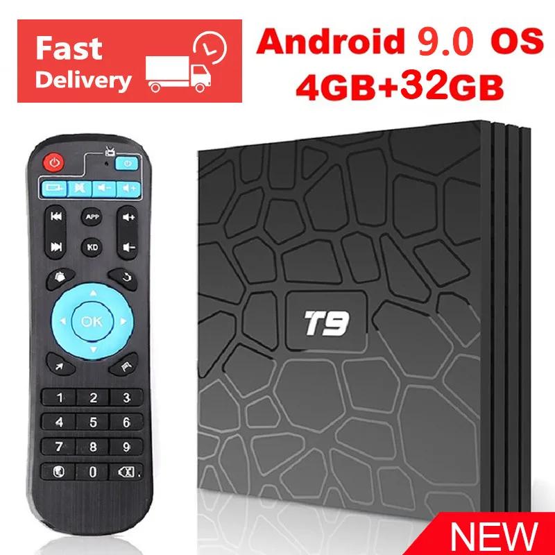 T9 Android 9 0 set top tv BOX Большой объем памяти 4 Гб оперативной 32 встроенной