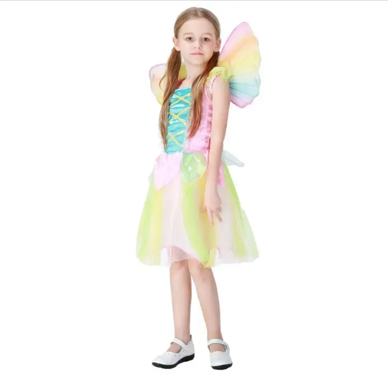 

Butterfly angel Cosplay Costume Stage Party Costume Fairy Girl Kid Butterfly Flower Fairy Wing Wand Headband costume Dress