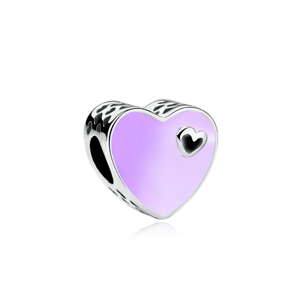 5PCS Zinc Alloy Love Bead Silver Plated Heart Shape Pink White Purple Enamel Beads Fit DIY Bracelet Jewelry Valentine's Day GIFT |