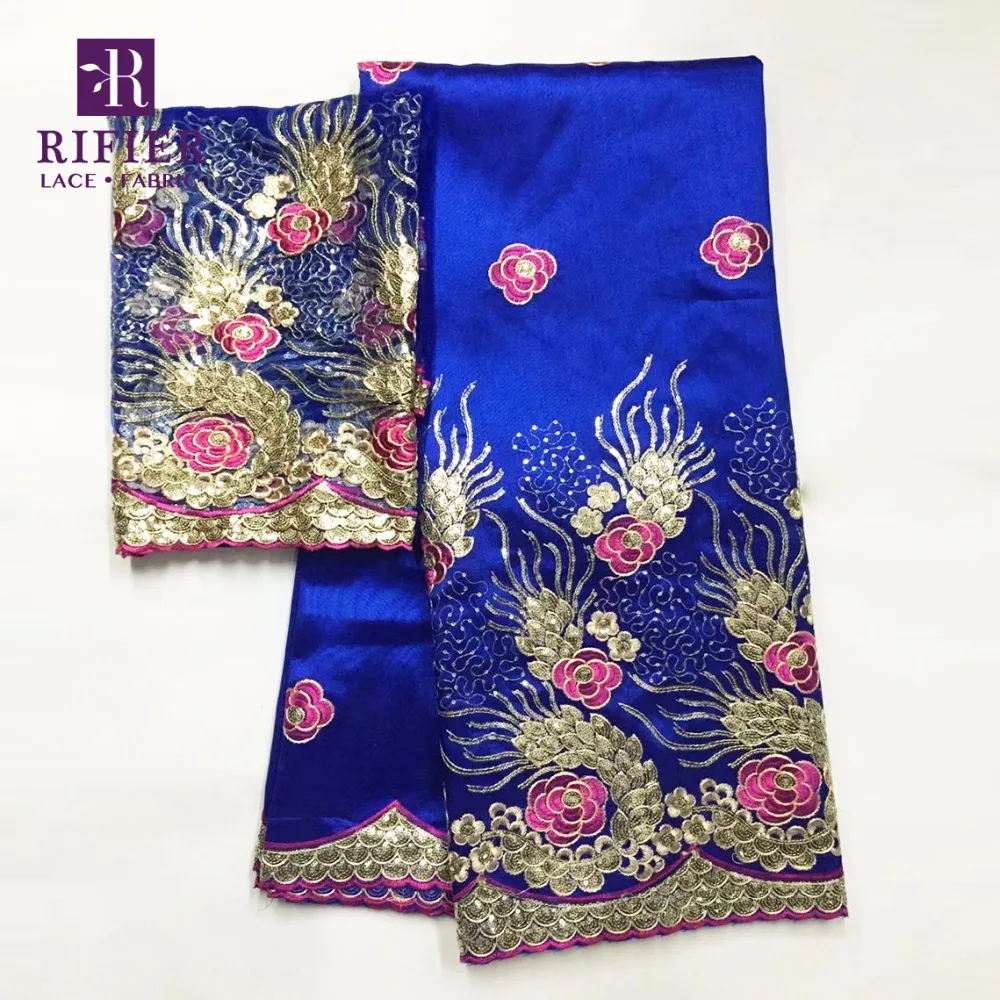 Beautiful Flower Embroidered Sequined George Fabric With Net Lace African High Quality Sequins Wedding Silk Material | Дом и сад