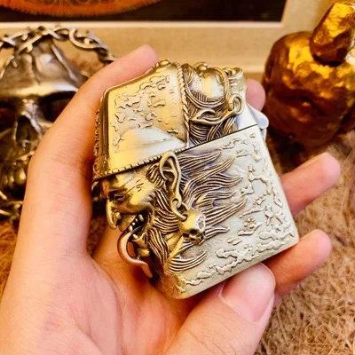 Китайская латунная масляная зажигалка, Мужская зажигалка в подарок - Цвет: 1