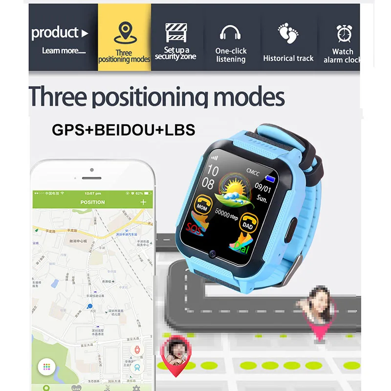 Детские gps трекер часы SOS мониторинг местоположения камера умные сенсорный экран