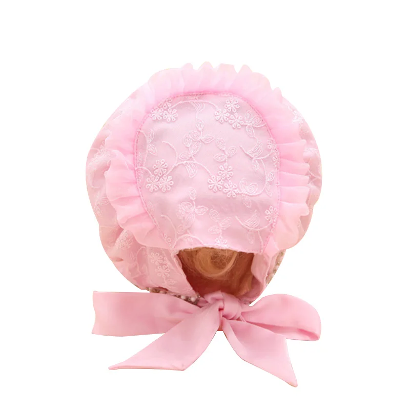 Кружевная шапочка для маленьких девочек Осенняя шапка с цветами и жемчужинами