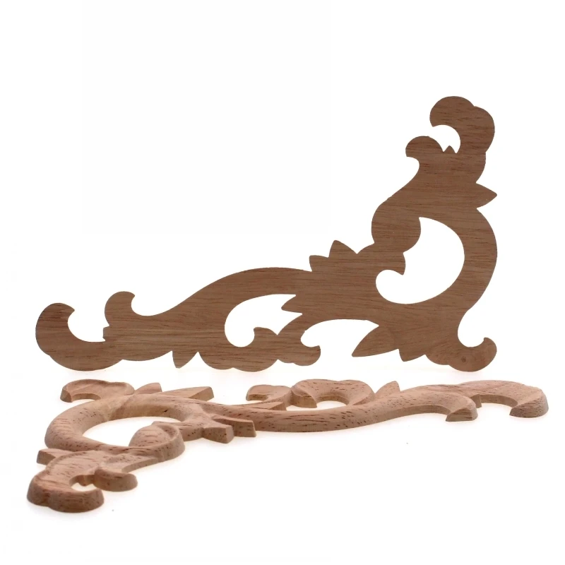 Vintage Unpainted Wood Carved Decal Corner Applique Frame for Home Wall Cabinet Door Decorative Wooden Miniature Craft by RUNBAZEF image 6