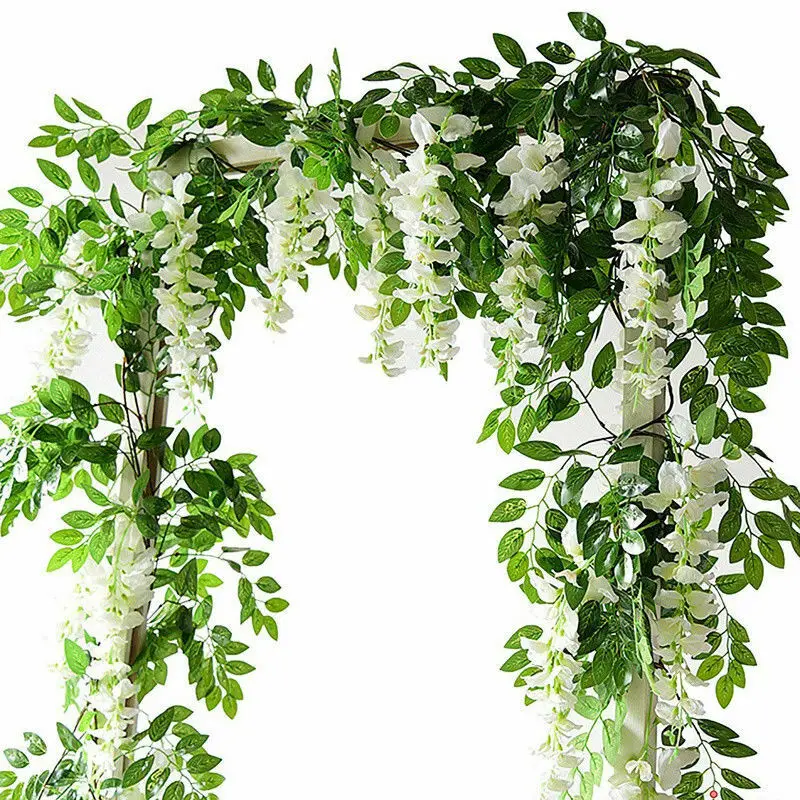 8X 2 м белый искусственный Плющ из Вистерии искусственные цветы искусственная