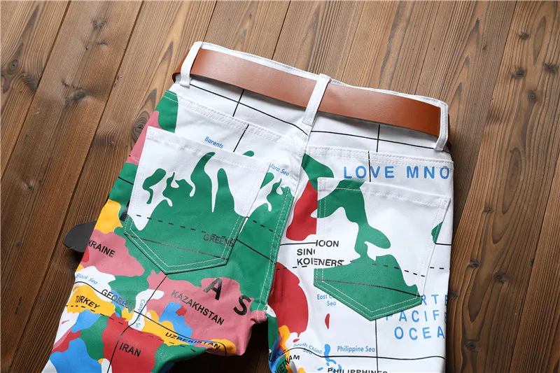 2018 новые модные брендовые мужские Джинсовые брюки Map роспись хлопка европейский