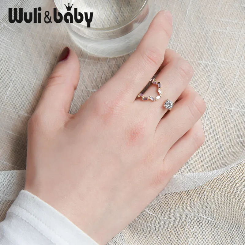 Wuli& baby, фиолетовые стразы, обручальное кольцо для женщин, модное регулируемое кольцо, подарки