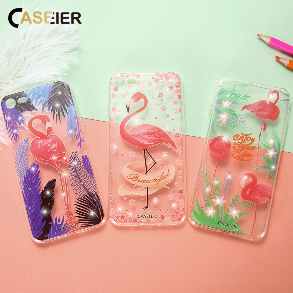Чехол CASEIER для iPhone 8 7 6 6S Plus блестящий силиконовый чехол с фламинго 5 5S Роскошный из