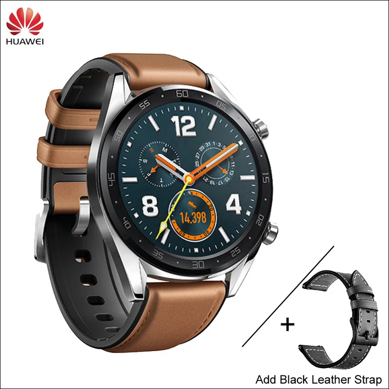 Brown n Strap B Huawei Watch GT Смарт часы Поддержка gps NFC 14 дней Срок службы батареи 5 атм водонепроницаемый телефонный Звонок трекер сердечного ритма для Android iOS - Цвет: Brown n Strap B